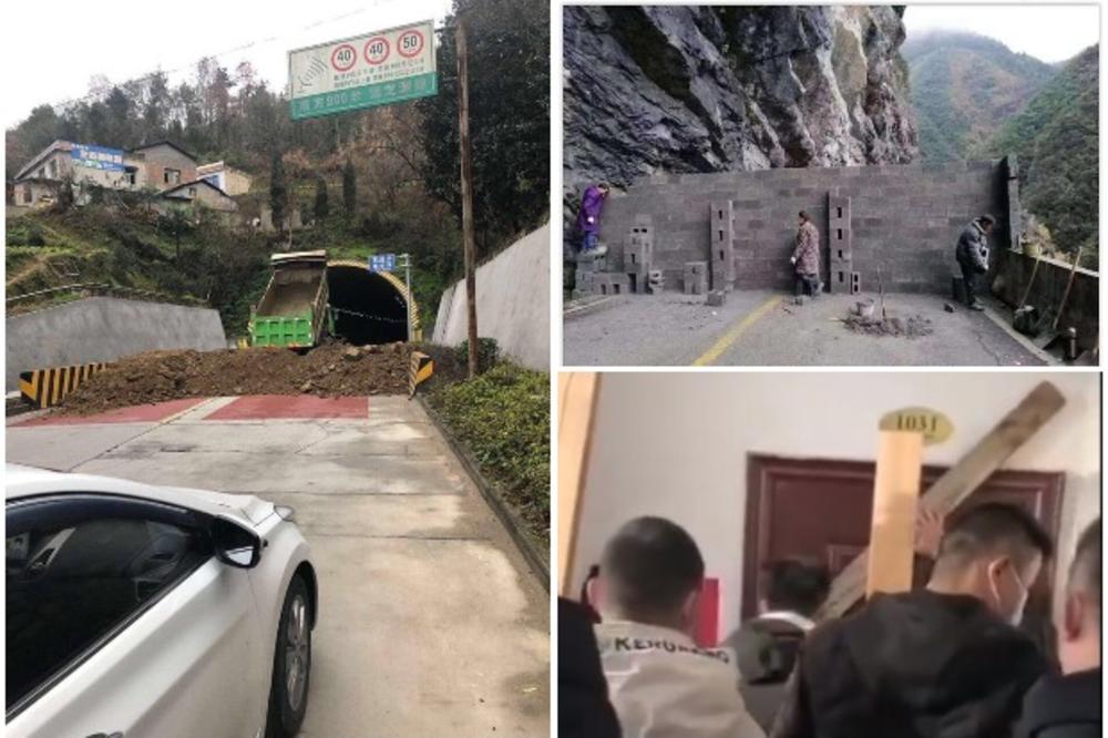 STRAVIČNE SCENE HAOSA U KINI: Zakucavaju stanove, zatrpavaju tunele i puteve, da zaraženi virusom ne beže! FOTO, VIDEO