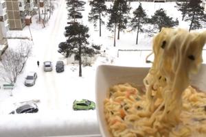 RUSKI SPECIJALITET! Ostavio je špagete na prozoru da se ohlade, kada se vratio zatekao je OVO! (VIDEO)