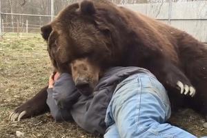 OVAJ ČOVEK NE ZNA ZA STRAH! Prišao je medvedu i legao na njega, a onda je krenula jeziva borba (VIDEO)