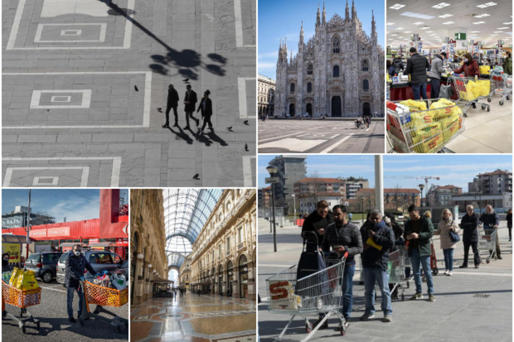 MILANO POD BLOKADOM: 16 miliona ljudi u izolaciji, ulice puste, ali zato ispred marketa - REDOVI (FOTO, VIDEO)