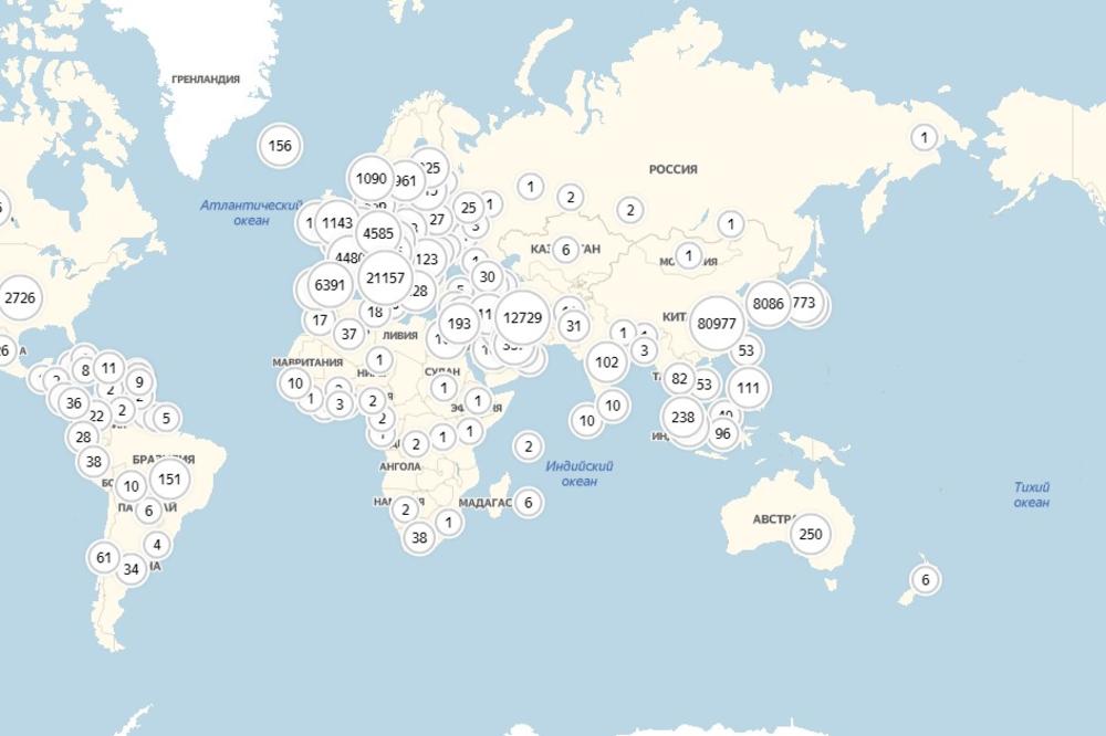 KORONAVIRUS NA KLIK: Ova interaktivna mapa pokazuje stanje pandemije u svetu! (VIDEO)
