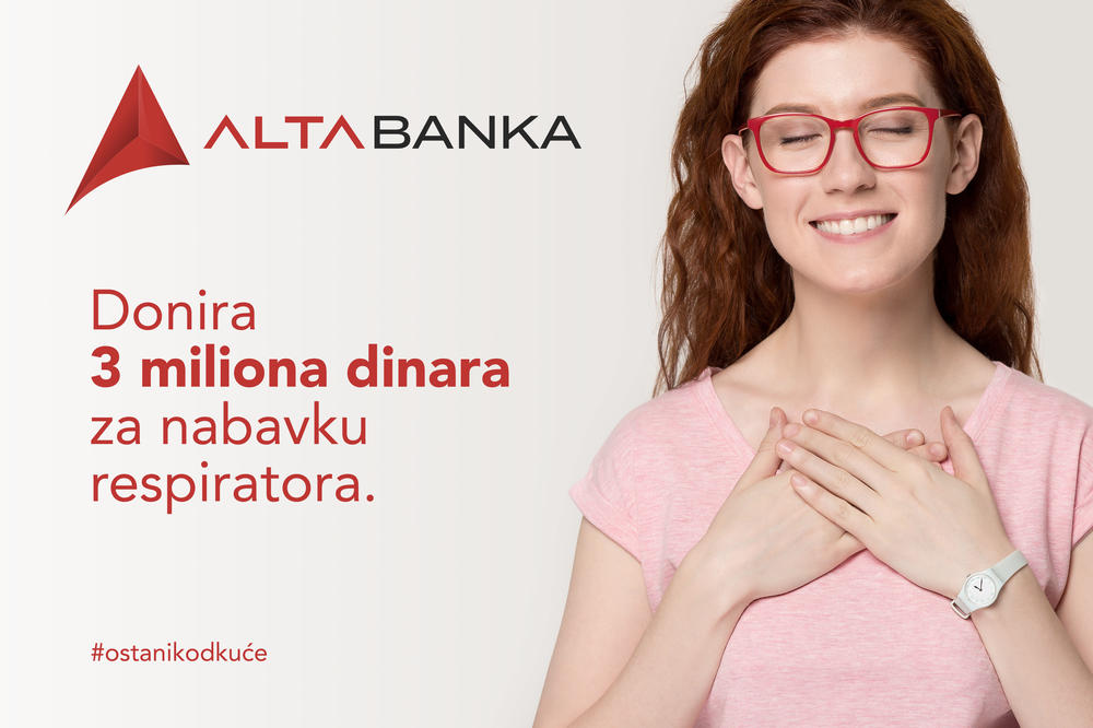 ALTA BANKA donira 3 miliona dinara za nabavku respiratora