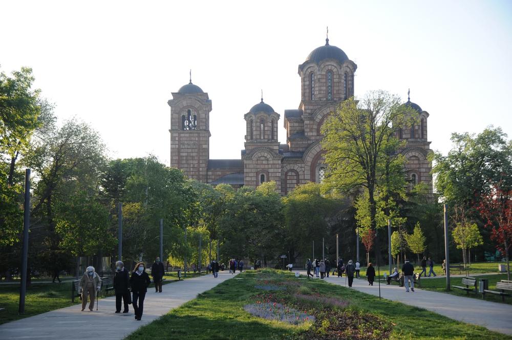 penzioneri, šetnja, policijski čas, Tašmajdan, Crkva Svetog Marka