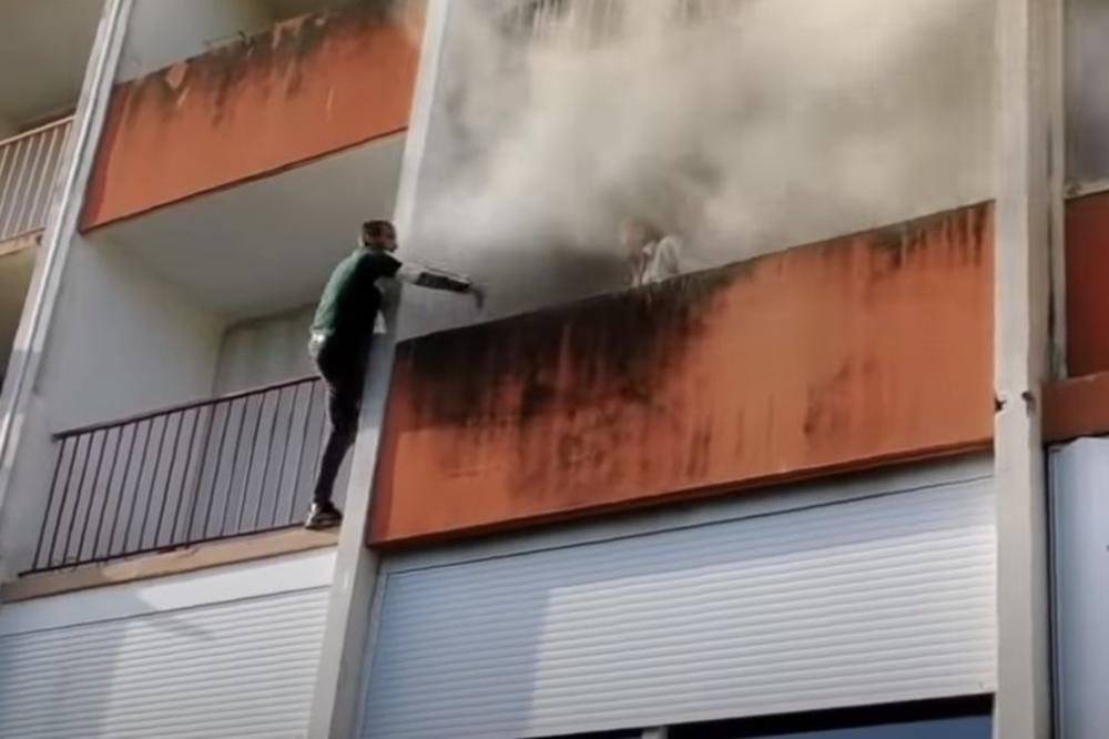 MLADIĆI IZVUKLI STARCA IZ POŽARA Stajao je na balkonu, iza njega je kuljao gust dim, a onda su mu oni OVAKO spasli život