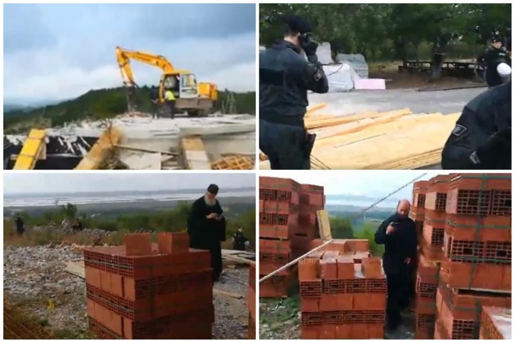 DRAMA KOD ULCINJA U toku je rušenje konaka novog manastira Svetog Vasilija, policija ne dozvoljava nikome da priđe VIDEO