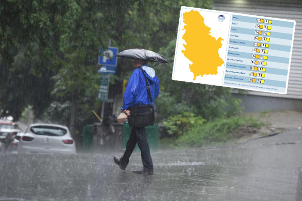 DRAMATIČNO UPOZORENJE RHMZ: Srbija u narandžastom, evo do kada nas očekuju obilne padavine i grmljavina FOTO