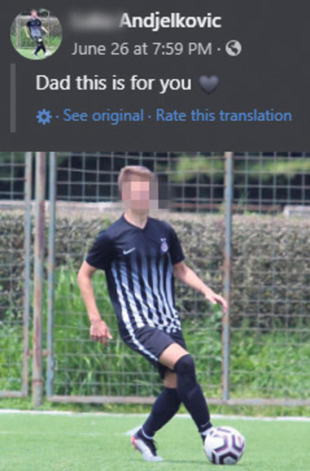 Potresno  Gol sina u Partizanu za preminulog oca