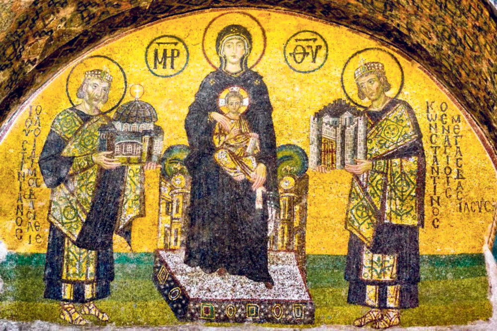 Na poklon Bogorodici  Car Justinijan predaje Aja Sofiju Devici Mariji