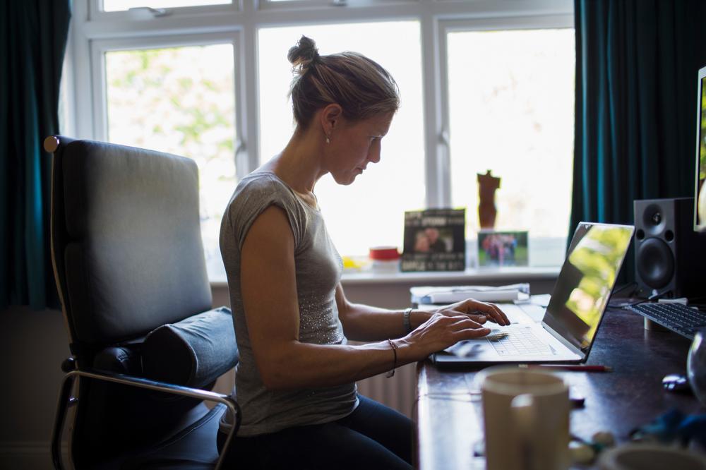 žena, Kompijuter, laptop, rad od kuće