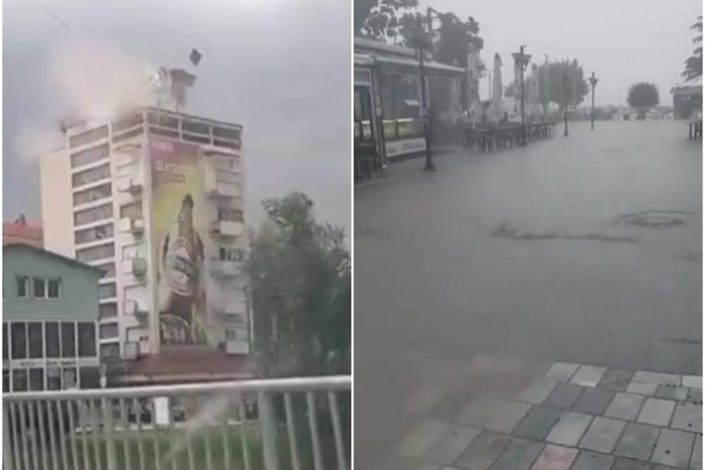 NEVREME STIGLO I U MAKEDONIJU: U Delčevu zgrada ostala bez krova, potop u Ohridu (VIDEO)