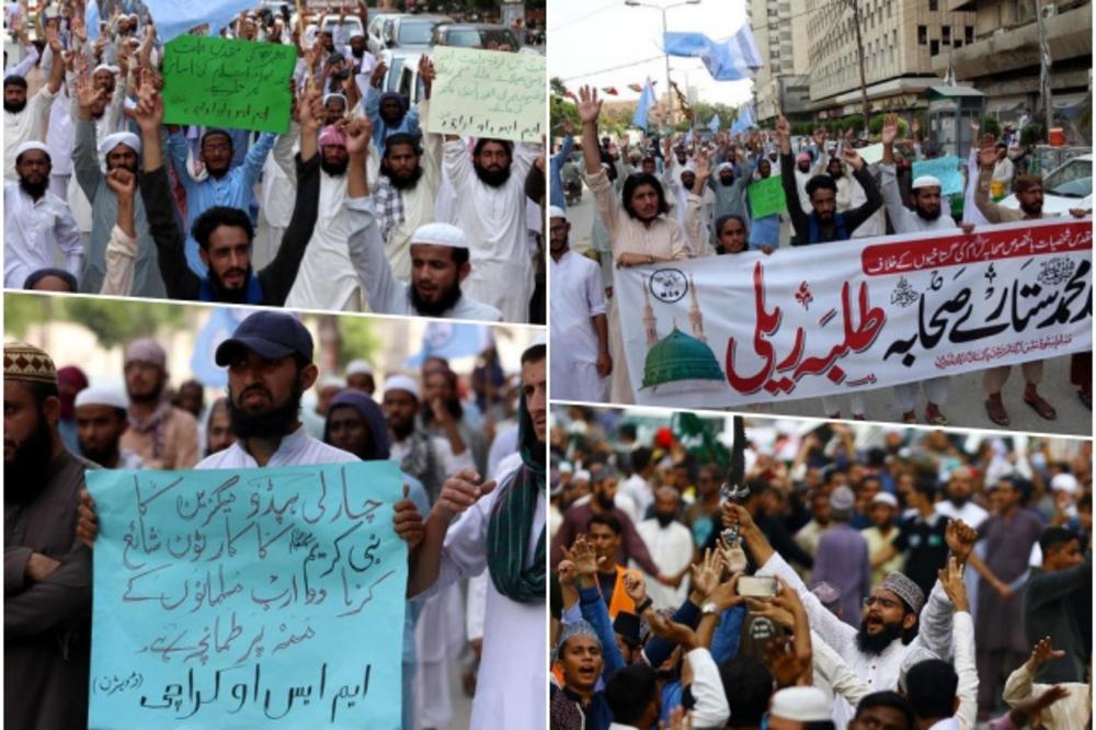 BOGOHULNIKE TREBA OBEZGLAVITI Masovni protesti u Pakistanu zbog karikatura protoka Muhameda u Šarli Ebdou! (FOTO, VIDEO)