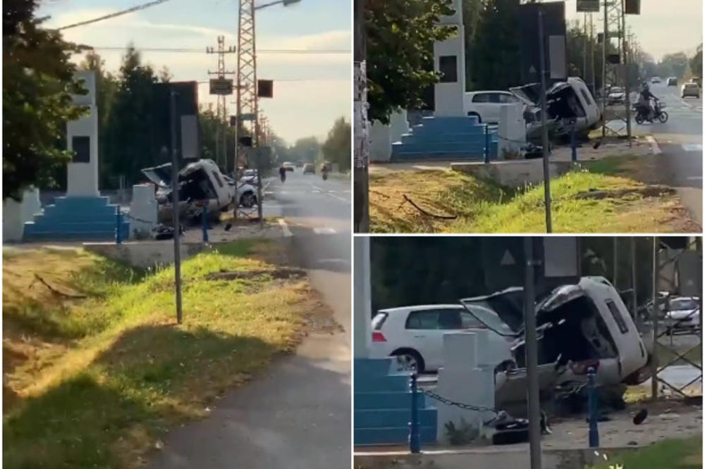 UŽAS KOD KISAČA: Automobil izleteo s puta, udario u autobus i banderu, vatrogasci sekli vozilo da spasu ženu (VIDEO)