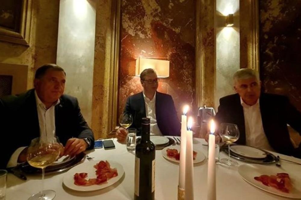 UGOSTIO DRAGE PRIJATELJE: Evo šta je predsednik Vučić poručio posle večere sa Dodikom i Čovićem (FOTO)