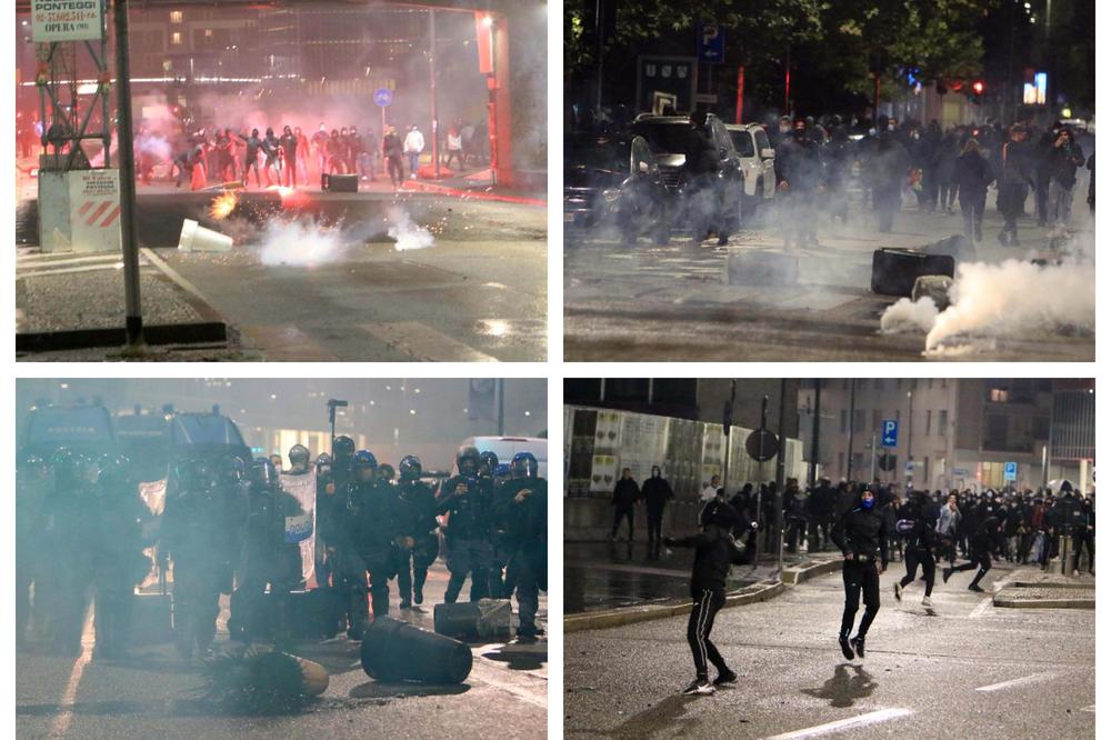 HAOS NA ULICAMA ITALIJE: Dimne bombe i molotovljevi koteli u sukobu policije i demonstranata na protestima zbog korona mera! FOTO