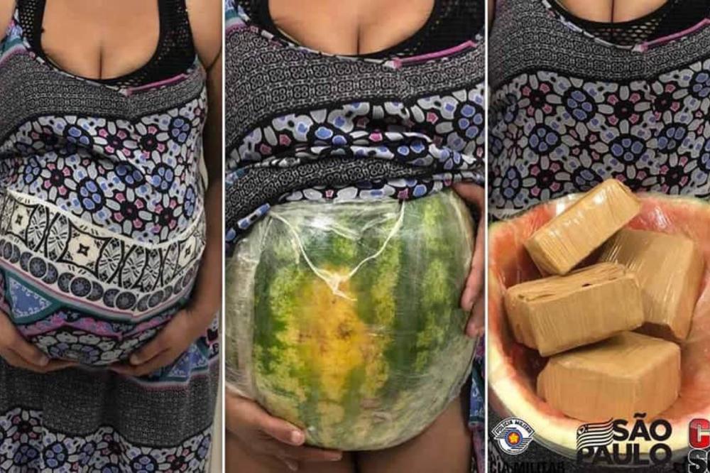 OVO JOŠ NI POLICIJA NIJE VIDELA: Lažna trudnica kraljica kreativnosti! Kokain sakrila u lubenicu koja glumi stomak! (FOTO)
