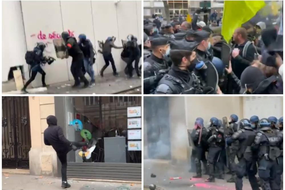NEREDI U PARIZU ZBOG SPORNOG ZAKONA: Policija se povlačila pred demonstrantima, razbijeni izlozi, goreli automobili (VIDEO)