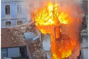 EKSPLODIRALA ZGRADA U LISABONU: Petoro povređeno, 50 vatrogasaca se bori da ugasi požar (VIDEO)