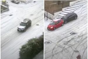 SNEŽNI HAOS U ANKARI: Automobili klizili niz ulicu kao od šale, vozači bili potpuno nemoćni (VIDEO)