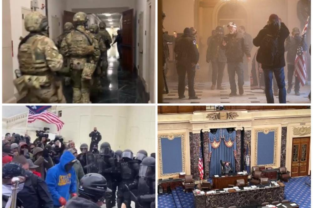 HAOS U VAŠINGTONU: Specijalci FBI rasterali demonstrante iz Kongresa suzavcem! Pala i prva žrtva, uhapšeno 13! (VIDEO)
