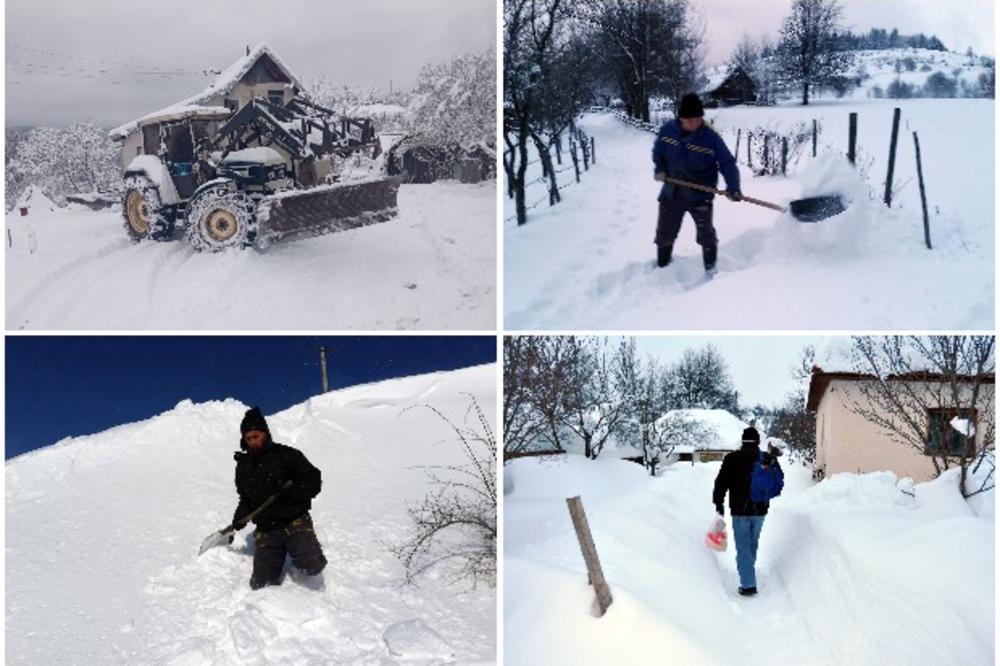 SNEG ZATRPAO ZAPADNU SRBIJU Na području Nove Varoši skoro metar snežnog pokrivača, sela bez struje, borba da se očiste putevi FOTO