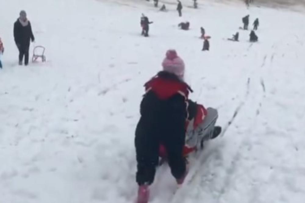NAJLEPŠA SLIKA IZ BEOGRADA: Zimska idila na Ceraku, klinci se raduju snegu i sankanju (VIDEO)