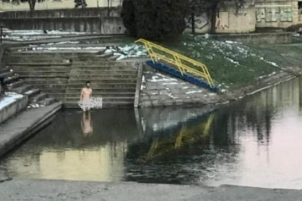 GO MUŠKARAC ŠETAO CENTROM ZRENJANINA: Potnuno nag ušao u ledenu vodu jezera!