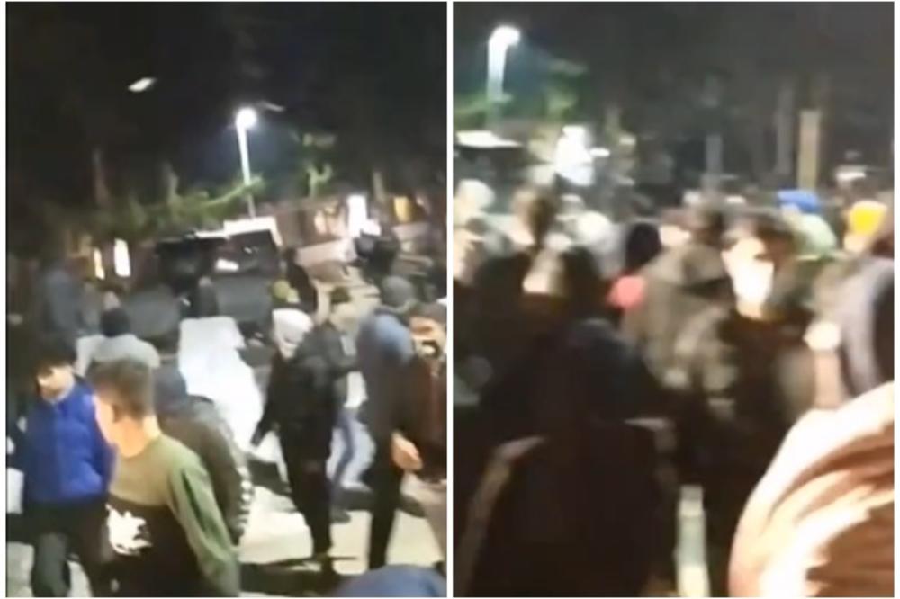 HILJADE MIGRANATA GAĐALE KAMENICAMA POLICIJU: Jedan od njih snimio žestok sukob u Blažuju (VIDEO)