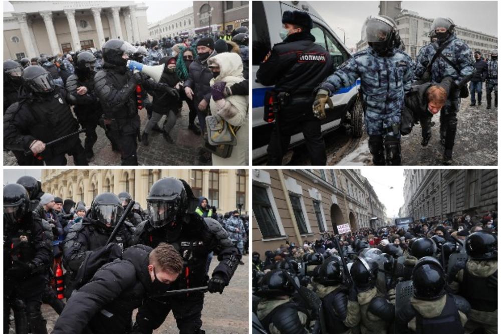 MASOVNA HAPŠENJA ŠIROM RUSIJE: Hiljade izašle na ulice, skandirale protiv Putina! Policajac izvukao pištolj na demonstrante VIDEO