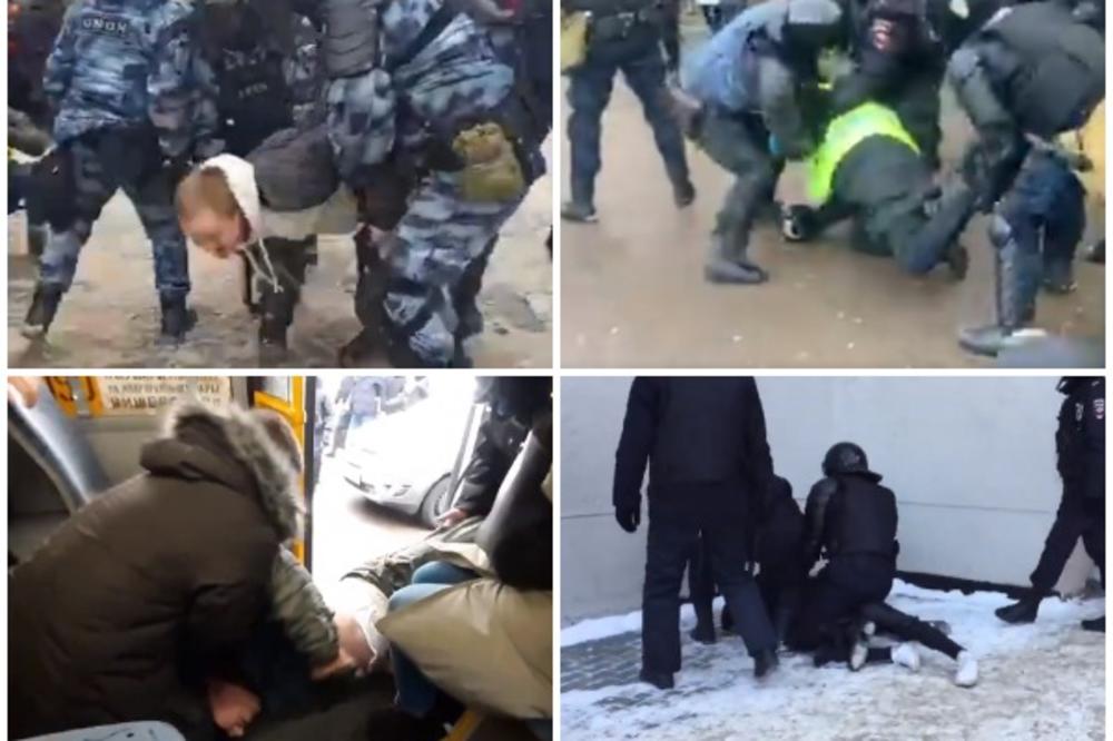 HAOS NA PROTESTIMA ŠIROM RUSIJE: Policajci tukli, hapsili na sve strane, jedan mladić vikao kao Džordž Flojd NE MOGU DA DIŠEM