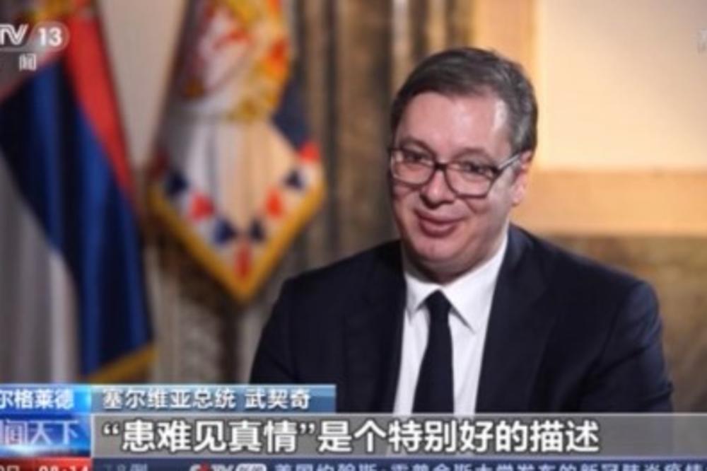 INTERVJU PREDSEDNIKA VUČIĆA EMITOVAN I NA KINESKOJ DRŽAVNOJ TV: Prijatelj u nevolji pravi je prijatelj! Zahvalni smo Kini