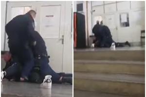 OŠTAR SUKOB U SPLITSKOM SUDU ZBOG MASKE: Policajci oborili muškarca na zemlju, tukli ga palicama i poprskali suzavcem (VIDEO)
