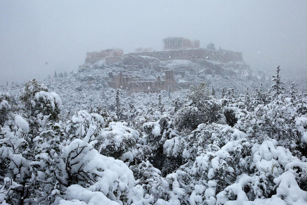 sneg, Atina, Akropolj