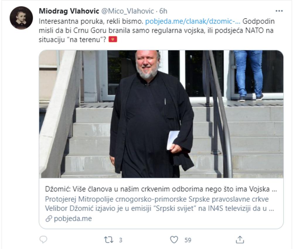 Miodrag Vlahović, Predrag Bošković, tvitovi, Velibor Džomić