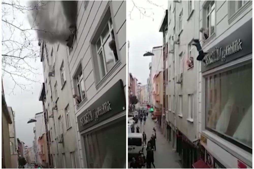 UZNEMIRUJUĆI PRIZORI IZ ISTANBULA: Bacila četvoro dece kroz prozor da ih spase od požara! Srećom, sve se dobro završilo! (VIDEO)