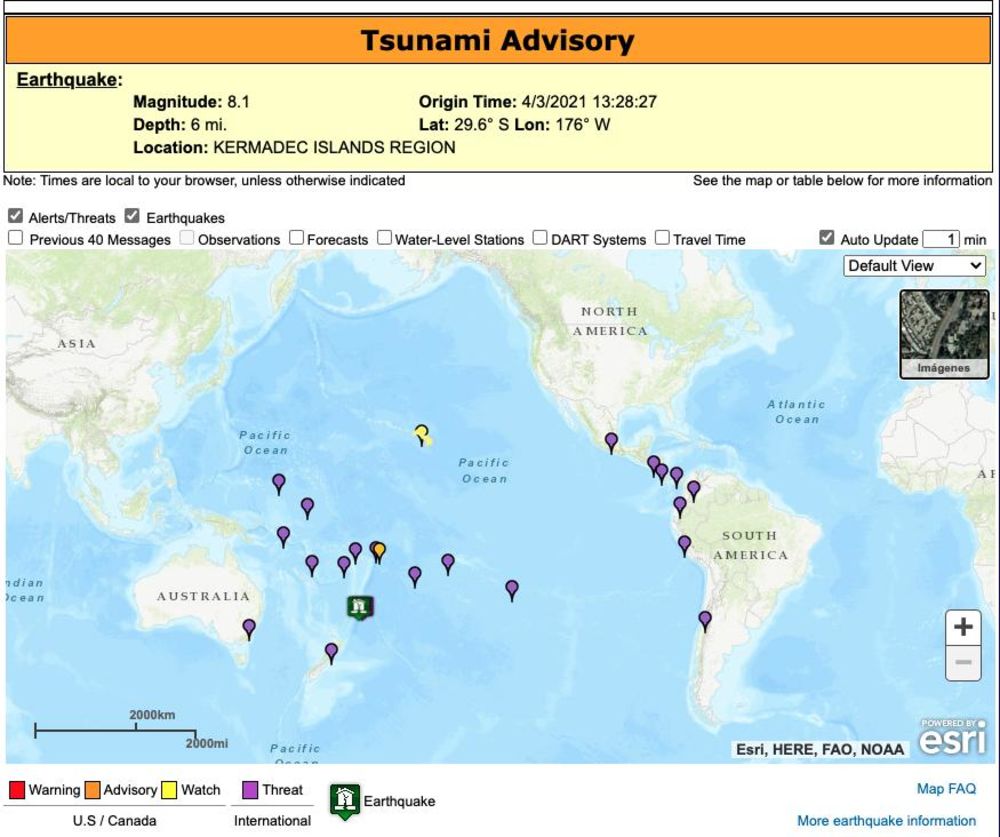 Cunami, države, zemljotres, Novi Zeland