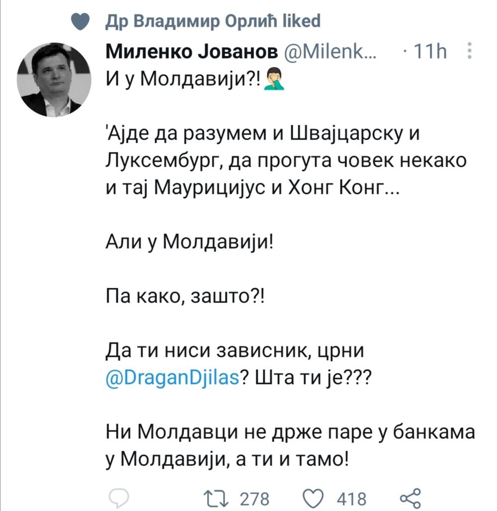 Milenko Jovanov, twitter