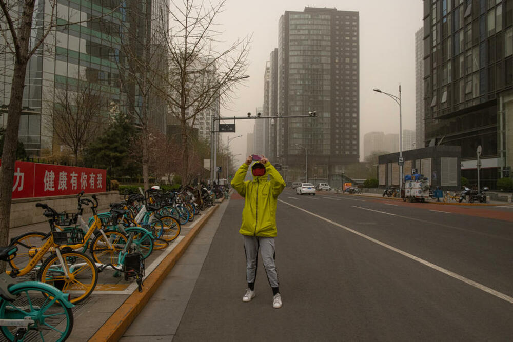Peking, Kina, zagađenje, peščana oluja