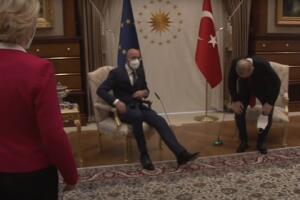 KAKAV GAF: Ursula ostala bez stolice na sastanku EU-Erdogan, turski lider se nije ni pomerio, a ni zvaničnik EU