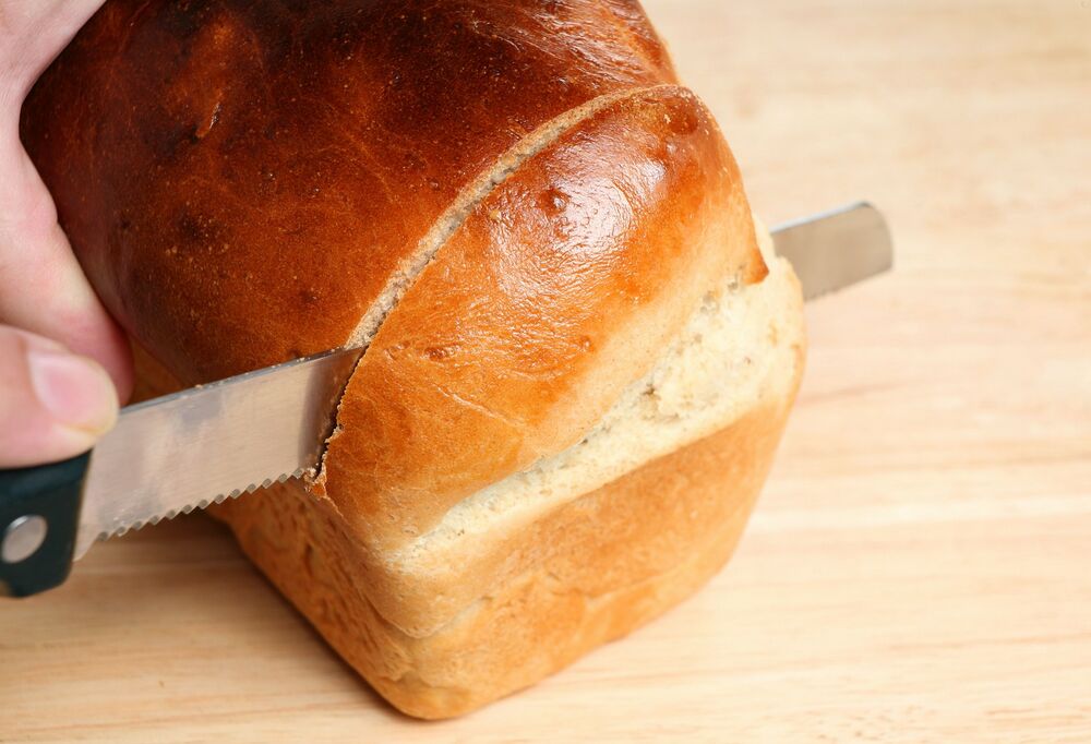 nož, hleb, sečenje, kuhinja