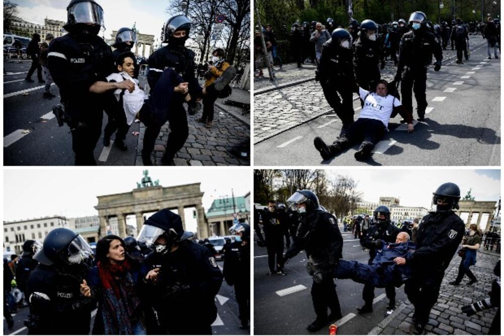 SUZAVCEM RASTERUJU DEMONSTRANTE U BERLINU: Protest protiv korona mera dok poslanici odlučuju o pooštravanju! FOTO, VIDEO