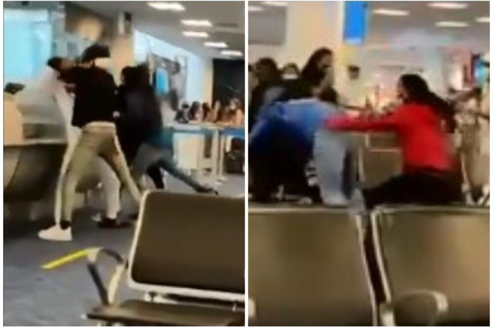 PESNICAMA TRAŽILI SLOBODNO MESTO U AVIONU: Neviđena makljaža na međunarodnom aerodromu u Majamiju! Nisu štedeli ni žene VIDEO