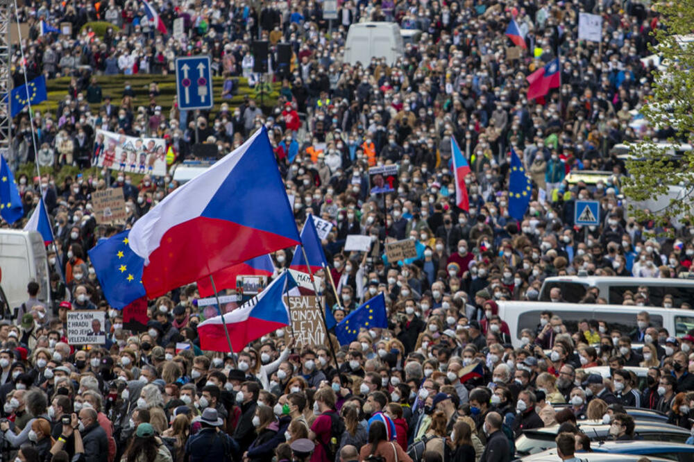 Prag, Češka, demonstracije, protest