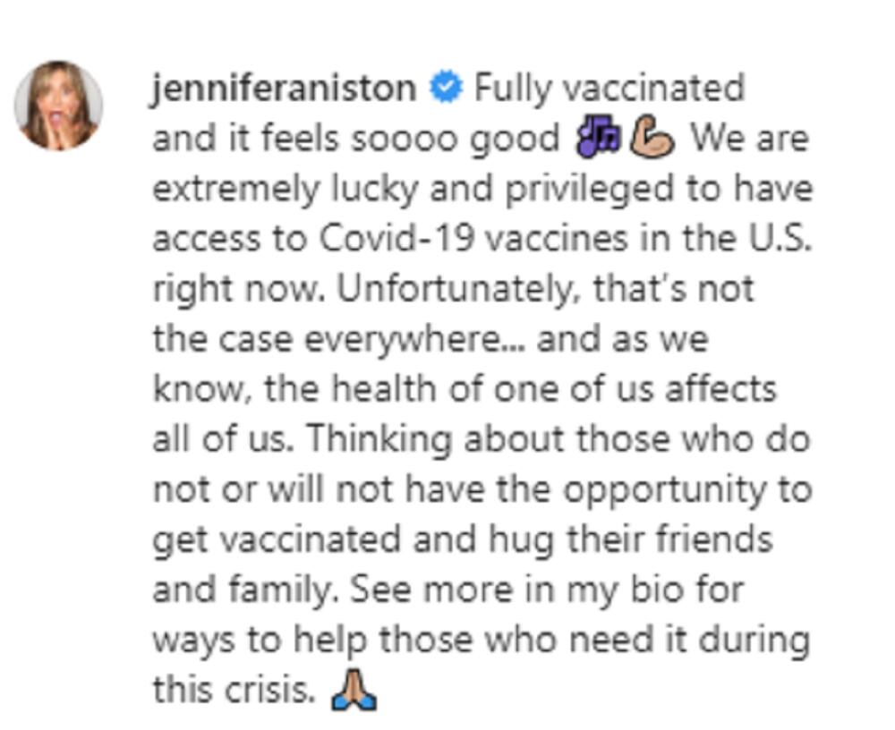 Dženifer Aniston, vakcina