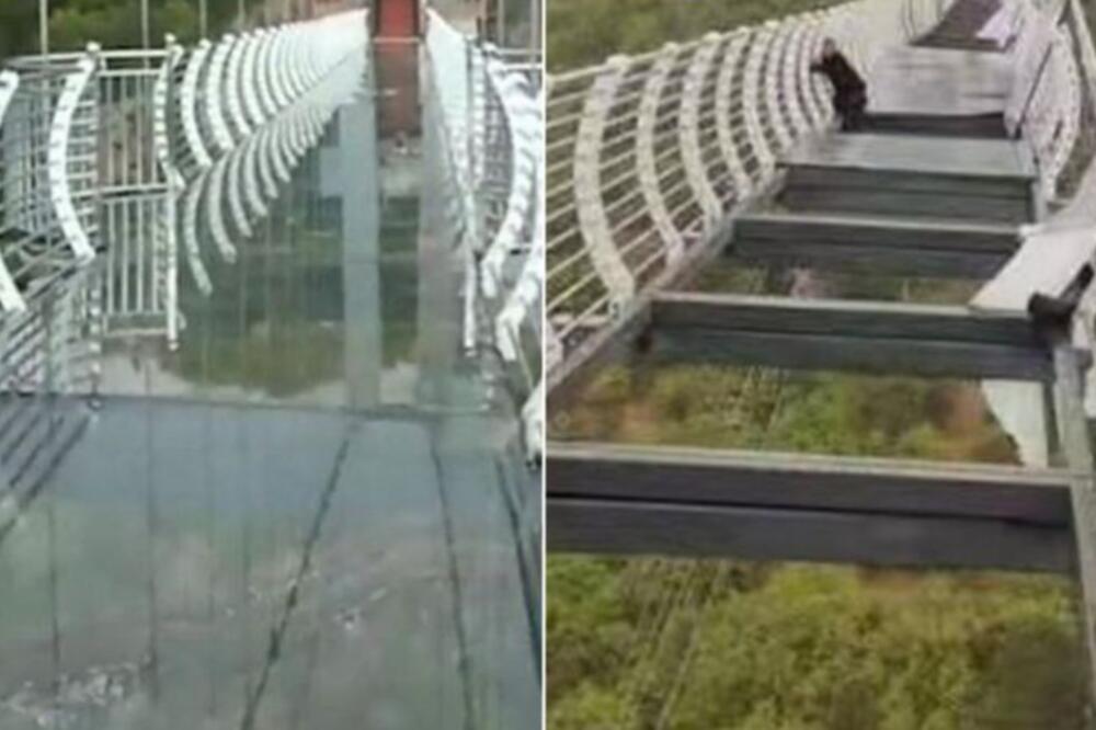 PRESELO MU RAZGLEDANJE: Zbog vetra, turista ostao zaglavljen na visećem mostu od stakla