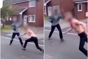 KRVAVI OBRAČUN: Policija u Britaniji razdvajala okrvavljene muškarce koji su se tukli MAČETAMA na ulici VIDEO