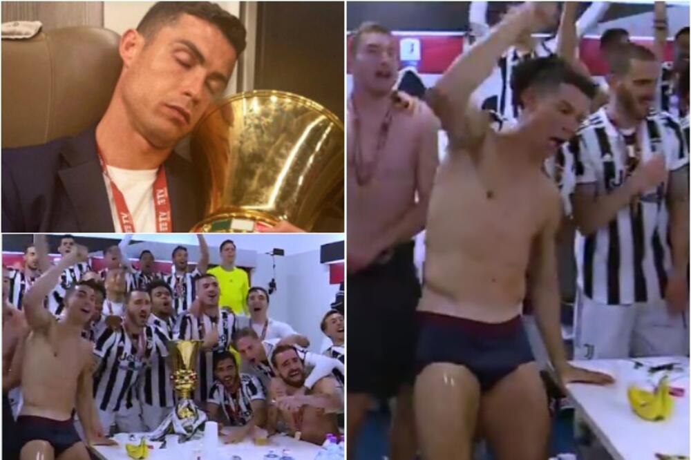 RONALDO U DELIRIJUMU: Portugalac u gaćicama skakao po svlačionici, pa zaspao sa peharom! VIDEO