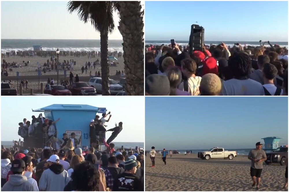 ŽURKA U KALIFORNIJI PRETVORILA SE U OKRŠAJ SA POLICIJOM: Upozorili ih da se raziđu, a onda su počeli da ih jure plažom! VIDEO