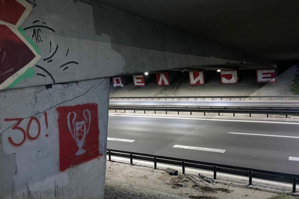 DELIJE SLAVE 30 GODINA OD TITULE U BARIJU: Grafiti pehara Kupa šampiona po celom Beogradu i transparent na Marakani (FOTO)