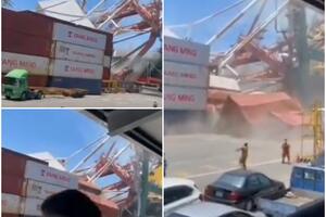 KARAMBOL NA TAJVANU: Brod udario u dizalicu, druga dizalica pala na kontejnere VIDEO