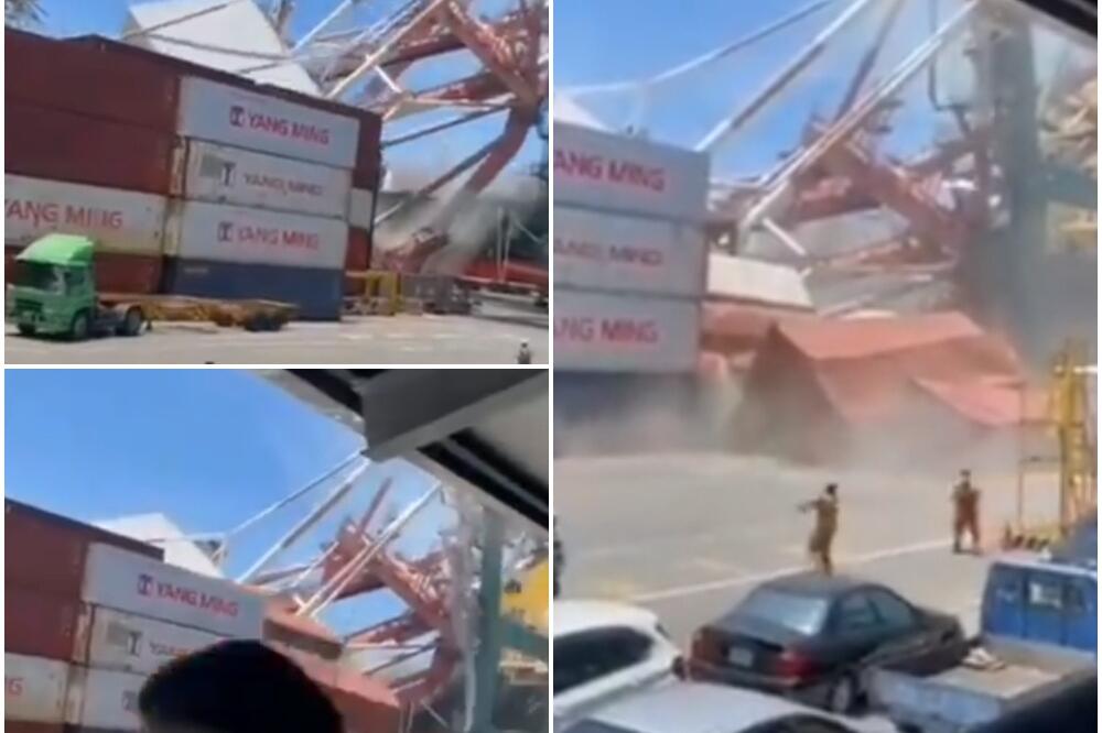 KARAMBOL NA TAJVANU: Brod udario u dizalicu, druga dizalica pala na kontejnere VIDEO